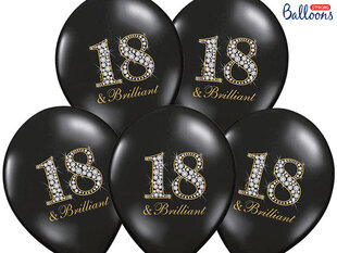 Õhupallid 30 cm 18 & Brilliant Pastel, must, 50 tk. цена и информация | Воздушные шары | kaup24.ee