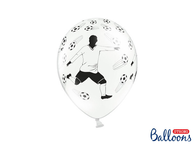 Õhupallid 30 cm Footballer and balls Pastel, valge, 6 tk. hind ja info | Õhupallid | kaup24.ee
