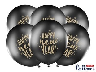 Õhupallid 30 cm Happy New Year Pastel, must, 50 tk. цена и информация | Шарики | kaup24.ee