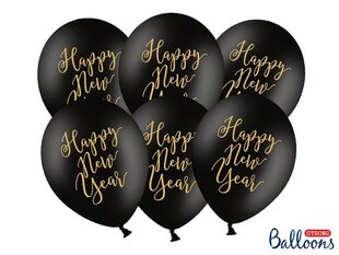 Õhupallid 30 cm Happy New Year Pastel, must, 6 tk. hind ja info | Õhupallid | kaup24.ee