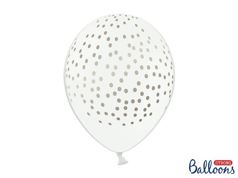 Õhupallid 30 cm Dots Pastel, valge, 6 tk. hind ja info | Õhupallid | kaup24.ee