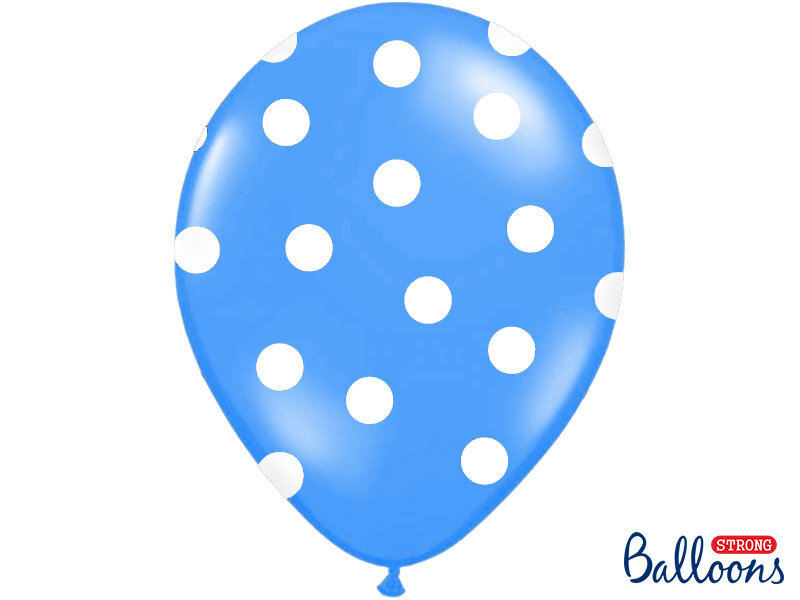Õhupallid 30 cm Dots Pastel Cornflower, sinine, 6 tk. hind ja info | Õhupallid | kaup24.ee