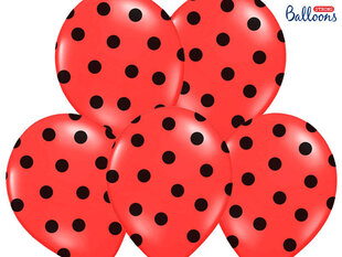 Õhupallid 30 cm Dots Pastel Poppy, punane, 50 tk. hind ja info | Õhupallid | kaup24.ee