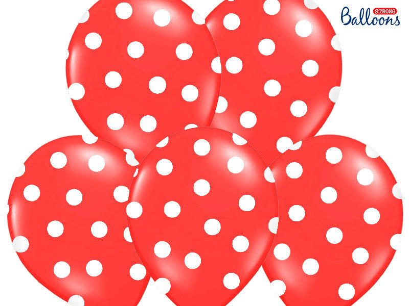 Õhupallid 30 cm Dots Pastel Poppy, punane, 50 tk. hind ja info | Õhupallid | kaup24.ee