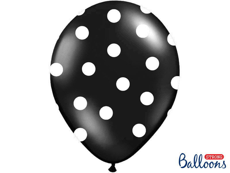 Õhupallid 30 cm Dots Pastel, must, 6 tk. hind ja info | Õhupallid | kaup24.ee