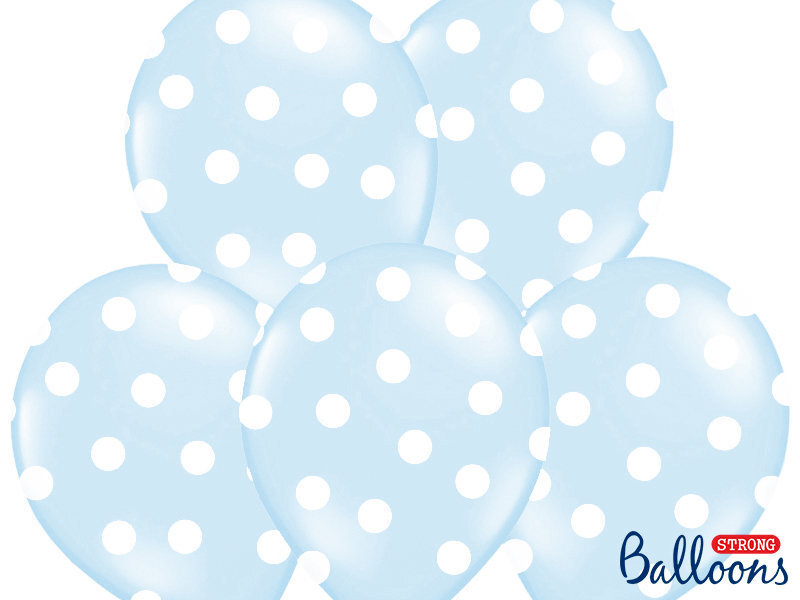 Õhupallid 30 cm Dots Pastel Baby, sinine, 6 tk. hind ja info | Õhupallid | kaup24.ee