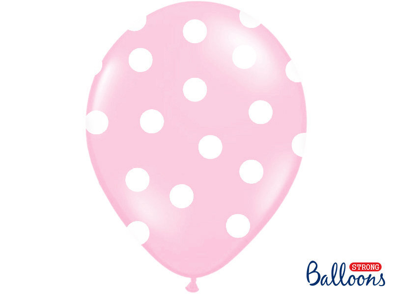 Õhupallid 30 cm Dots Pastel Baby, roosa, 6 tk. hind ja info | Õhupallid | kaup24.ee