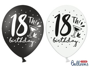 Tugevad õhupallid 30 cm 18th! Birthday, erinevad värvid, 50 tk. hind ja info | Õhupallid | kaup24.ee