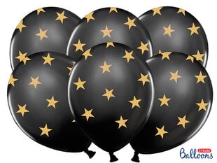 Õhupallid 30 cm Stars Pastel, must, 6 tk. hind ja info | Õhupallid | kaup24.ee