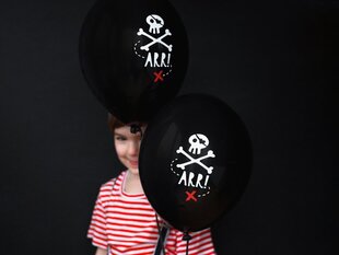 Õhupallid 30 cm Pirates Party Pastel, must, 6 tk. цена и информация | Шарики | kaup24.ee