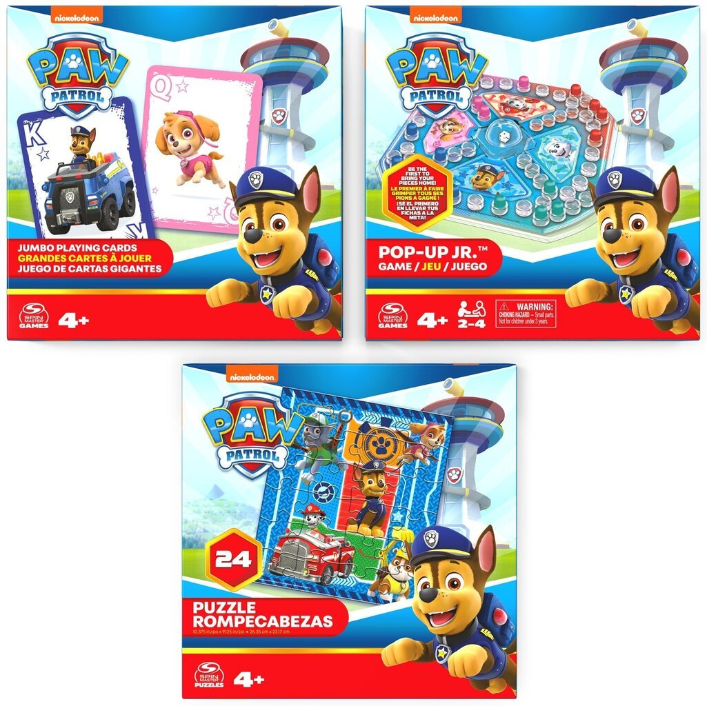 komplekt Paw Patrol 3-in-1 mängu Puzzle Pop-up Jumbo kaardid цена и информация | Lauamängud ja mõistatused | kaup24.ee