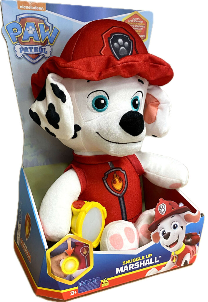 Maskott Paw Patrol Marshall rääkiv koos öise taskulambiga 29cm hind ja info | Pehmed mänguasjad | kaup24.ee