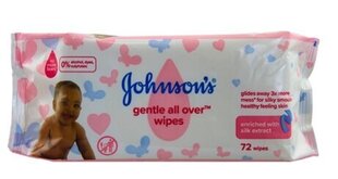 Детские влажные салфетки Johnson's Baby Gentle All Over, 72 штуки цена и информация | Влажные салфетки | kaup24.ee