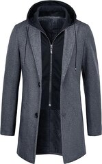 KTWOLEN Мужское шерстяное пальто, XXL цена и информация | Мужские пальто | kaup24.ee