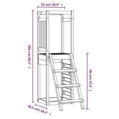 vidaXL mängutorn redeli ja ronimisseinaga, 53x46,5x169 cm, männipuit цена и информация | Детские игровые домики | kaup24.ee