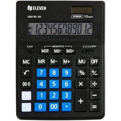 Kalkulaator Eleven CDB1201-BK lauale 205x155x35mm, must siniste numbritega 20/40 цена и информация | Канцелярские товары | kaup24.ee