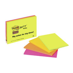 Клейкие стикеры POST-IT Super Sticky, 149 х 98,4 мм, разные цвета, в упаковке 4 шт. (1 уп.) цена и информация | Канцелярские товары | kaup24.ee