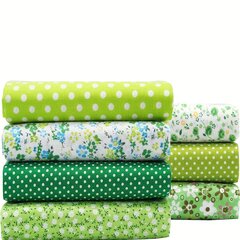 '7 tk. / komplekt 24,89 * 24,89 cm Green Fat Quarters Fabric Bundles Kangas trükkimine käsitsi valmistatud õmblusmustrite jaoks.' hind ja info | Kangad | kaup24.ee