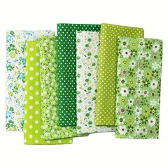 '7 tk. / komplekt 24,89 * 24,89 cm Green Fat Quarters Fabric Bundles Kangas trükkimine käsitsi valmistatud õmblusmustrite jaoks.' hind ja info | Kangad | kaup24.ee