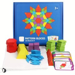 '155 tk. loomingulise kujuga puslemänguasjad, mitmesugused alushariduse mõistatused puidust geomeetriline värviline tangram' hind ja info | Lauamängud ja mõistatused | kaup24.ee