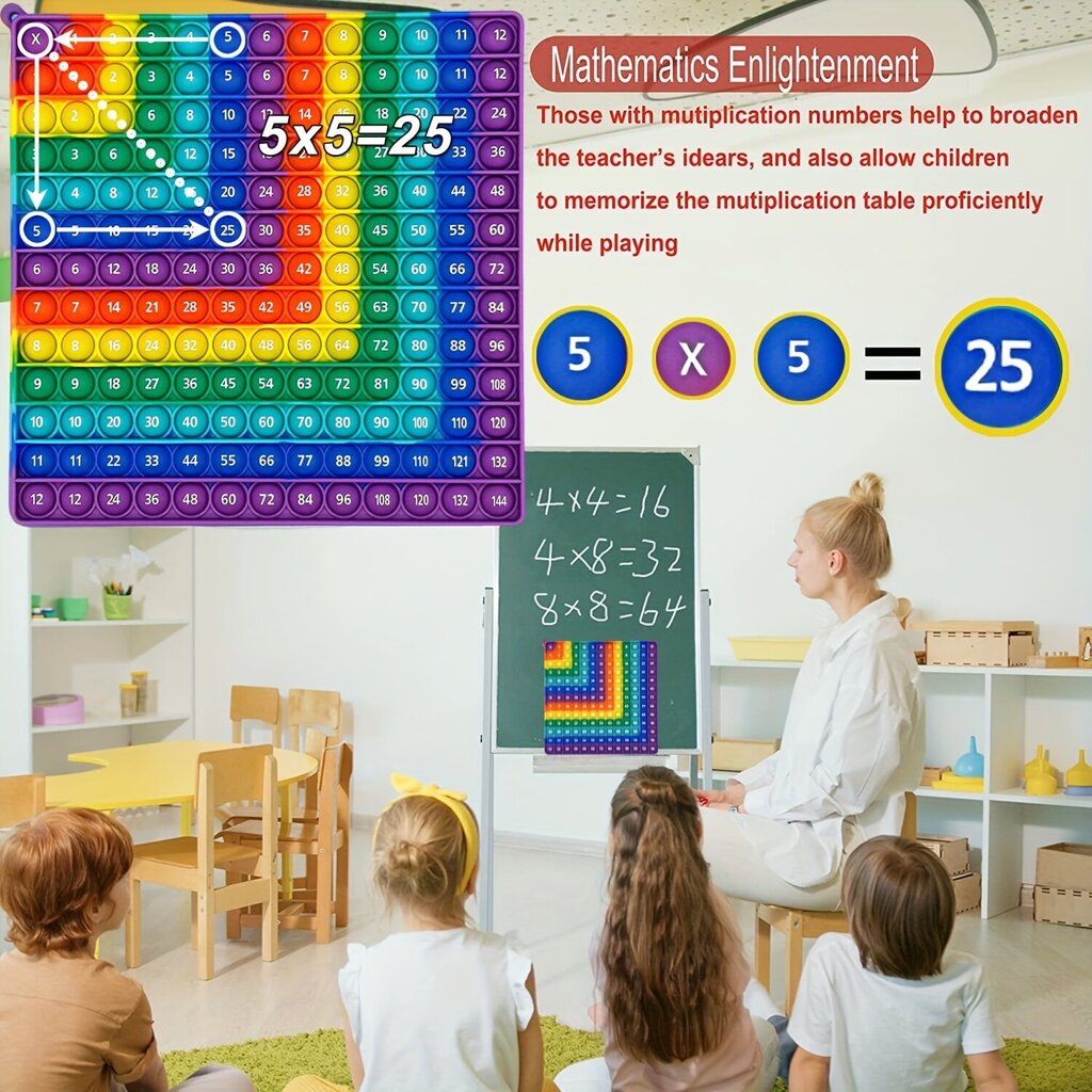 '12x12 ja 12+12 korrutamine liitmine matemaatikamängud popmänguasjad vikerkaar silikoonist L kuju mõlemal küljel Prinditav kellaaegade tabel Harivad mänguasjad kingitused lastele jõulukooli hooaeg' цена и информация | Lauamängud ja mõistatused | kaup24.ee