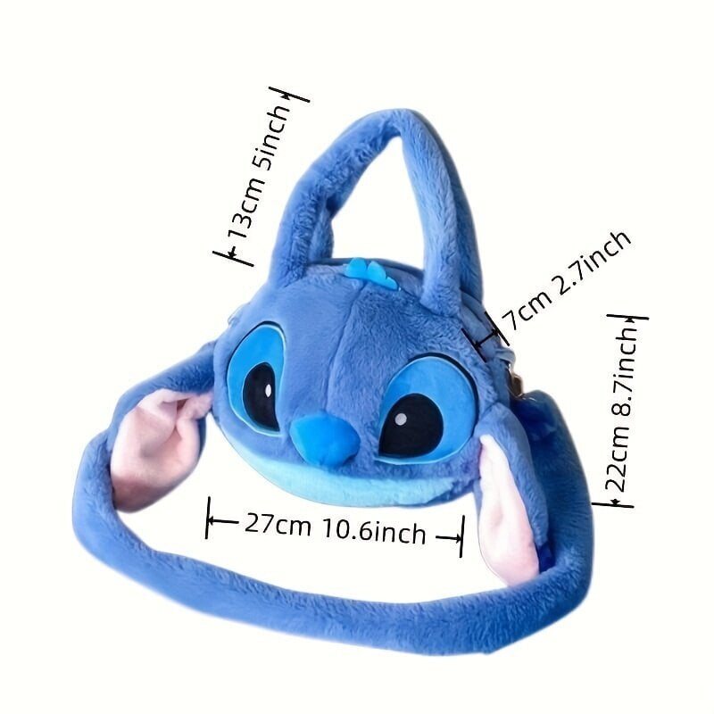 'Autoriseeritud Disney Stitch Plush Bag, armas ja kohev multikas tõmblukuga crossbody kott. Kawaii ja kaasaskantav käekott, ideaalne sünnipäeva- või jõulukingiks.' hind ja info | Koolikotid, sussikotid | kaup24.ee