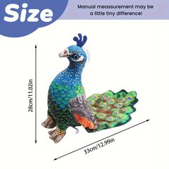 '33 cm/12,99-tolline simuleeritud plüüsist mänguasi, paabulinnu nukk, roheline sinine värviline saba, mis on avatud kaisutamiseks. Armsad kingitused sünnipäevapeo mänguasjad Kodukaunistused unemänguasjad' hind ja info | Pehmed mänguasjad | kaup24.ee