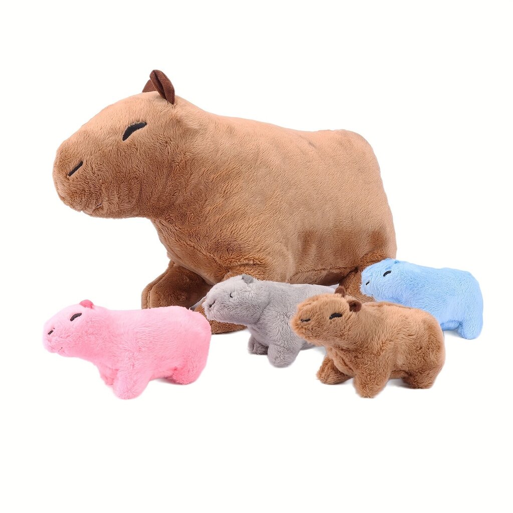 'Snuggly Cute Capybara Family Plush mänguasjade komplekt – pehme polüestri segu, ideaalne lastele ja loomasõpradele, ideaalne mängukaaslane ja kingitus, vanuses 0-3 aastat.' hind ja info | Pehmed mänguasjad | kaup24.ee