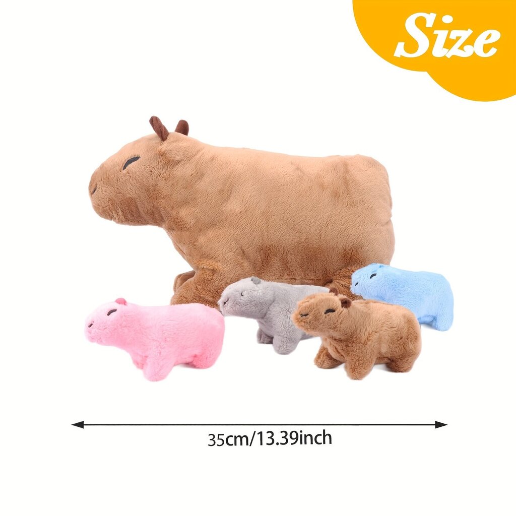 'Snuggly Cute Capybara Family Plush mänguasjade komplekt – pehme polüestri segu, ideaalne lastele ja loomasõpradele, ideaalne mängukaaslane ja kingitus, vanuses 0-3 aastat.' hind ja info | Pehmed mänguasjad | kaup24.ee