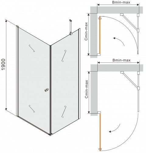 Dušikabiin Mexen Pretoria Grey 90x70,80,90,100,110,120 cm hind ja info | Dušikabiinid | kaup24.ee