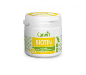 Canvit Biotin N100 добавки для ухода за шерстью и кожей кошек, 100 г цена и информация | Витамины, пищевые добавки и товары от паразитов | kaup24.ee