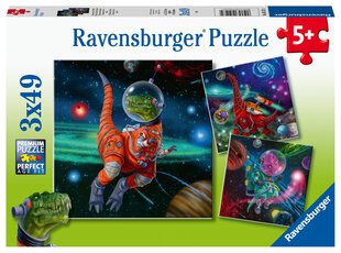 ravensburgeri pusle 3x49 tk dinosauruste maailm hind ja info | Pusled | kaup24.ee