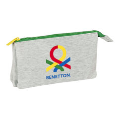 Тройной пенал Benetton Pop, серый, 22 x 12 x 3 cм цена и информация | Пеналы | kaup24.ee