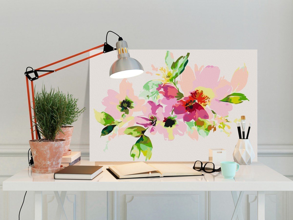 Tee ise - maal lõuendil - Värvilised lilled 60x40 cm hind ja info | Maalid numbri järgi | kaup24.ee