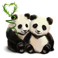 Lastetoa interjöörikleebis Panda ja bambus