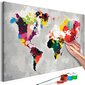 Maalimine numbrite järgi Maailmakaart (heledad värvid) 60x40 cm hind ja info | Maalid numbri järgi | kaup24.ee