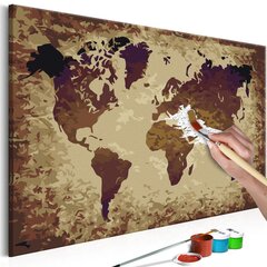 Tee ise - maal lõuendil - Maailmakaart (Pruunid värvid) 60x40 cm hind ja info | Maalid numbri järgi | kaup24.ee
