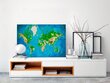 Tee ise - maal lõuendil - Maailmakaart (Sinine ja roheline) 60x40 cm hind ja info | Maalid numbri järgi | kaup24.ee