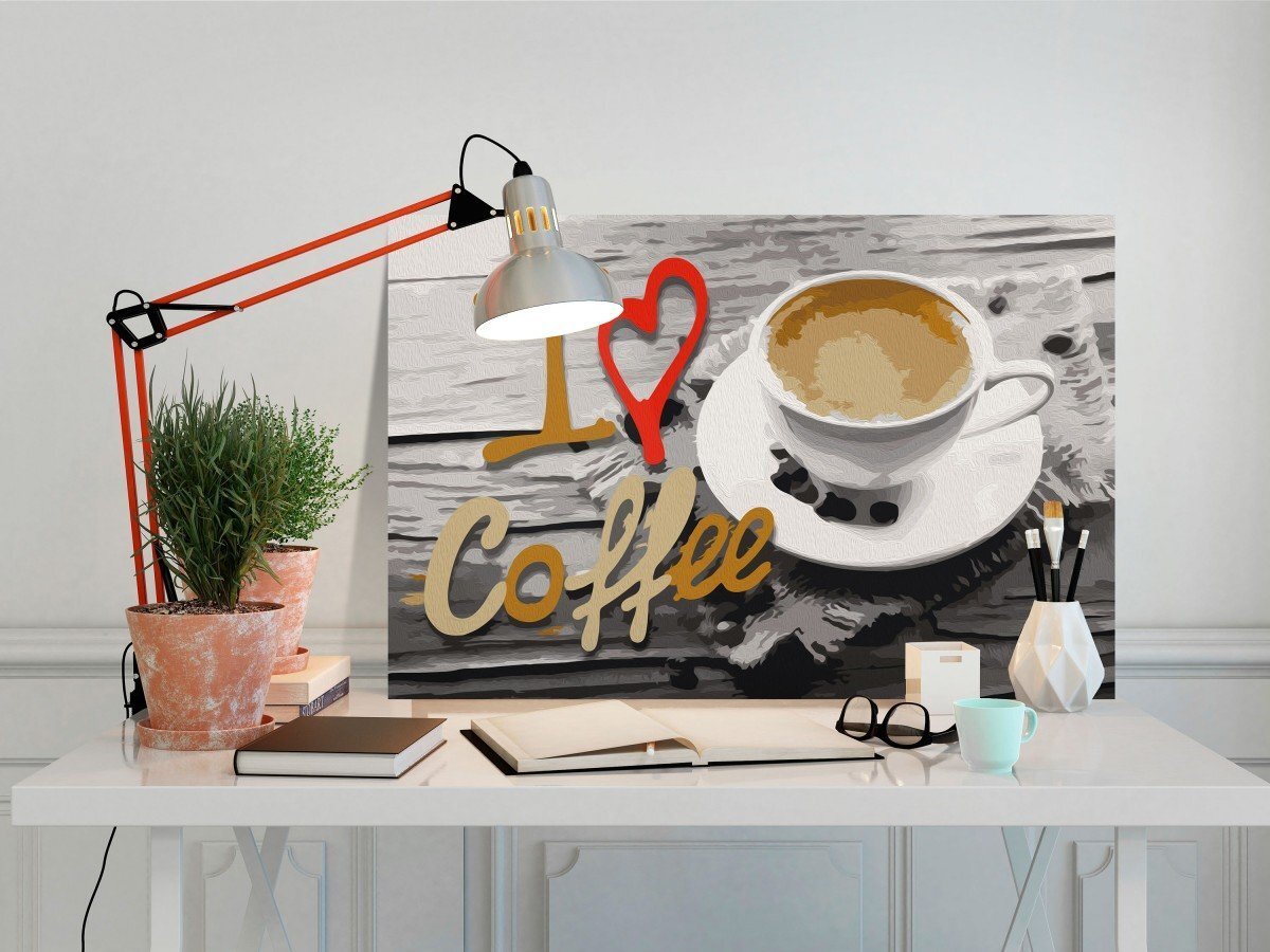 Maalimine numbrite järgi Ma armastan kohvi 40x60 cm hind ja info | Maalid numbri järgi | kaup24.ee