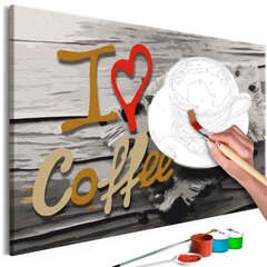 Maalimine numbrite järgi Ma armastan kohvi 40x60 cm цена и информация | Живопись по номерам | kaup24.ee