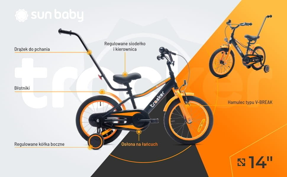 Laste jalgratas 16 tolli Tracker bike neon oranž Sun Baby hind ja info | Jalgrattad | kaup24.ee