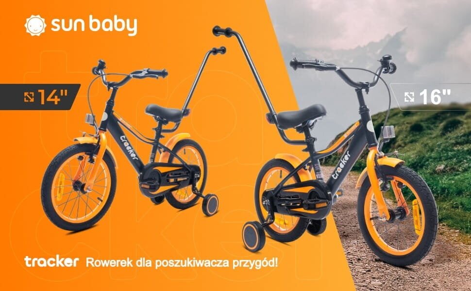 Laste jalgratas 16 tolli Tracker bike neon oranž Sun Baby цена и информация | Jalgrattad | kaup24.ee