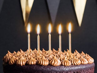 Свечи к Дню рождения, золотистые, 6 см, 6 шт. цена и информация | Праздничные декорации | kaup24.ee
