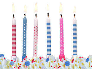 Свечи к Дню рождения Dots and stripes mix, 6,5 см, 6 шт. цена и информация | Гудки для вечеринки Clown Face (4шт.) | kaup24.ee