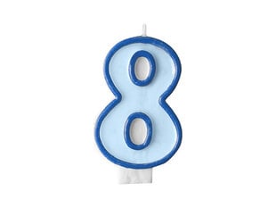 Sünnipäevaküünlad Number 8, sinine, 7 cm, 24 tk. hind ja info | Peokaunistused | kaup24.ee