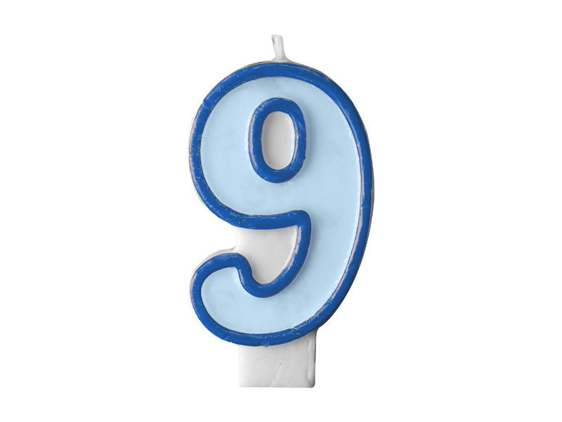 Sünnipäevaküünlad Number 9, sinine, 7 cm, 24 tk. hind ja info | Peokaunistused | kaup24.ee