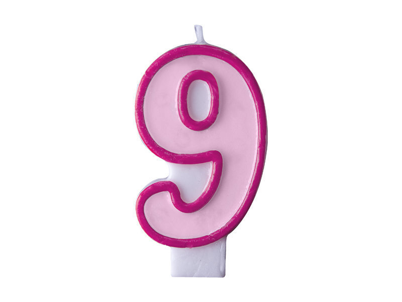Sünnipäevaküünlad Number 9, roosa, 7 cm, 24 tk. hind ja info | Peokaunistused | kaup24.ee