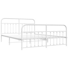 metallist voodiraam peatsi ja jalutsiga, valge, 183x213 cm цена и информация | Кровати | kaup24.ee