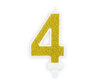 Sünnipäevaküünal Number 4, kuldne, 7 cm, 1 tk. цена и информация | Peokaunistused | kaup24.ee