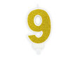 Sünnipäevaküünal Number 9, kuldne, 7 cm, 1 tk. hind ja info | Peokaunistused | kaup24.ee